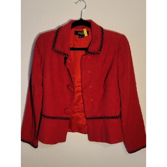 Peck & Peck Vintage Red Retro Jacket Nubbly Weave Classic Retro sz 4 - Picture 5 of 12